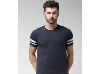 Navy Blue T-Shirt, Round Neck, Short Sleeves